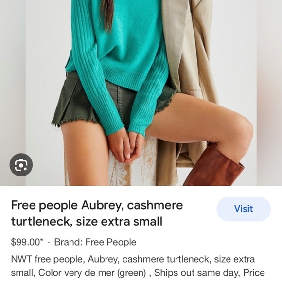 New Free people Aubrey cashmere turtleneck size XS - Picture 2 of 12